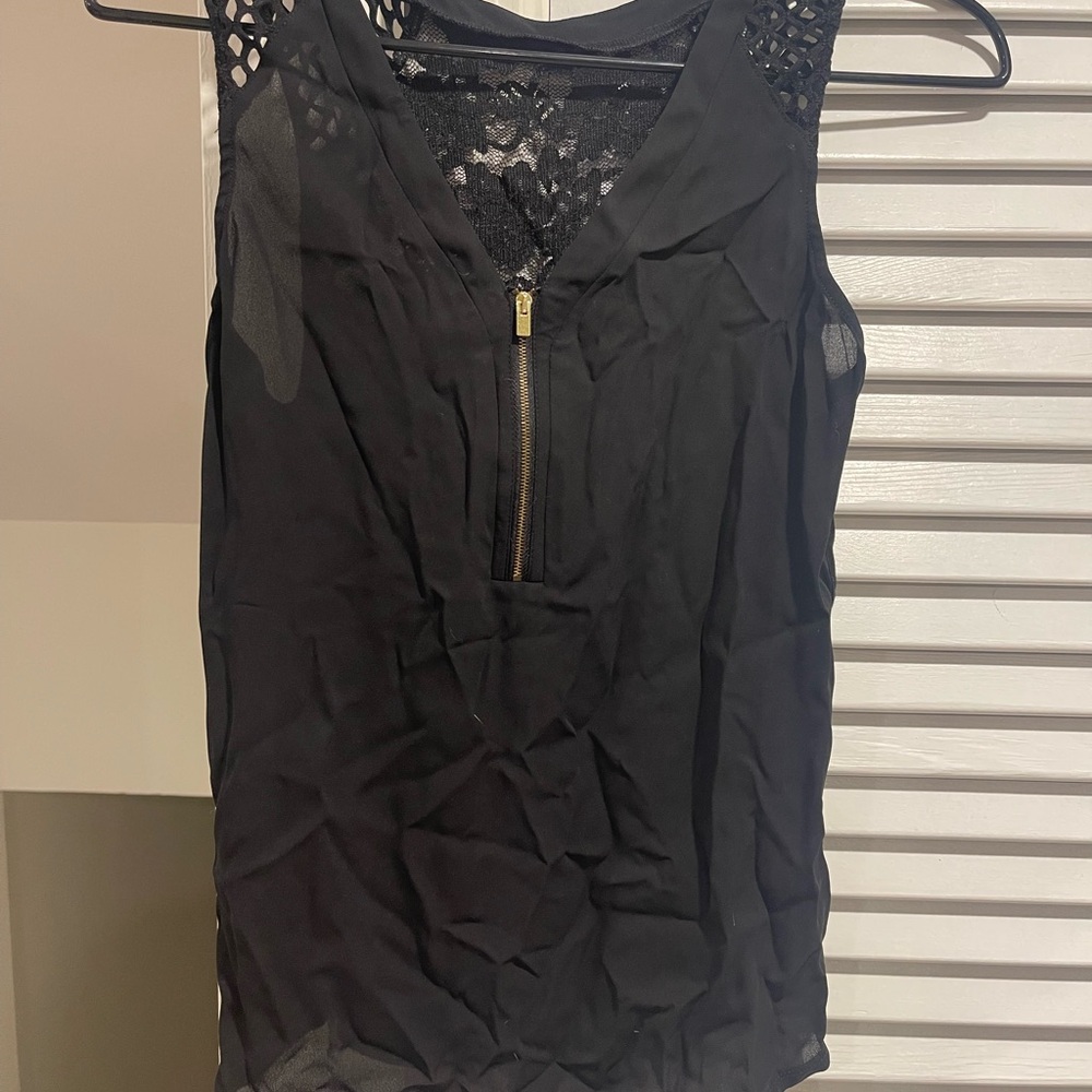 Express Black Lace-Back Zip Front Camisole